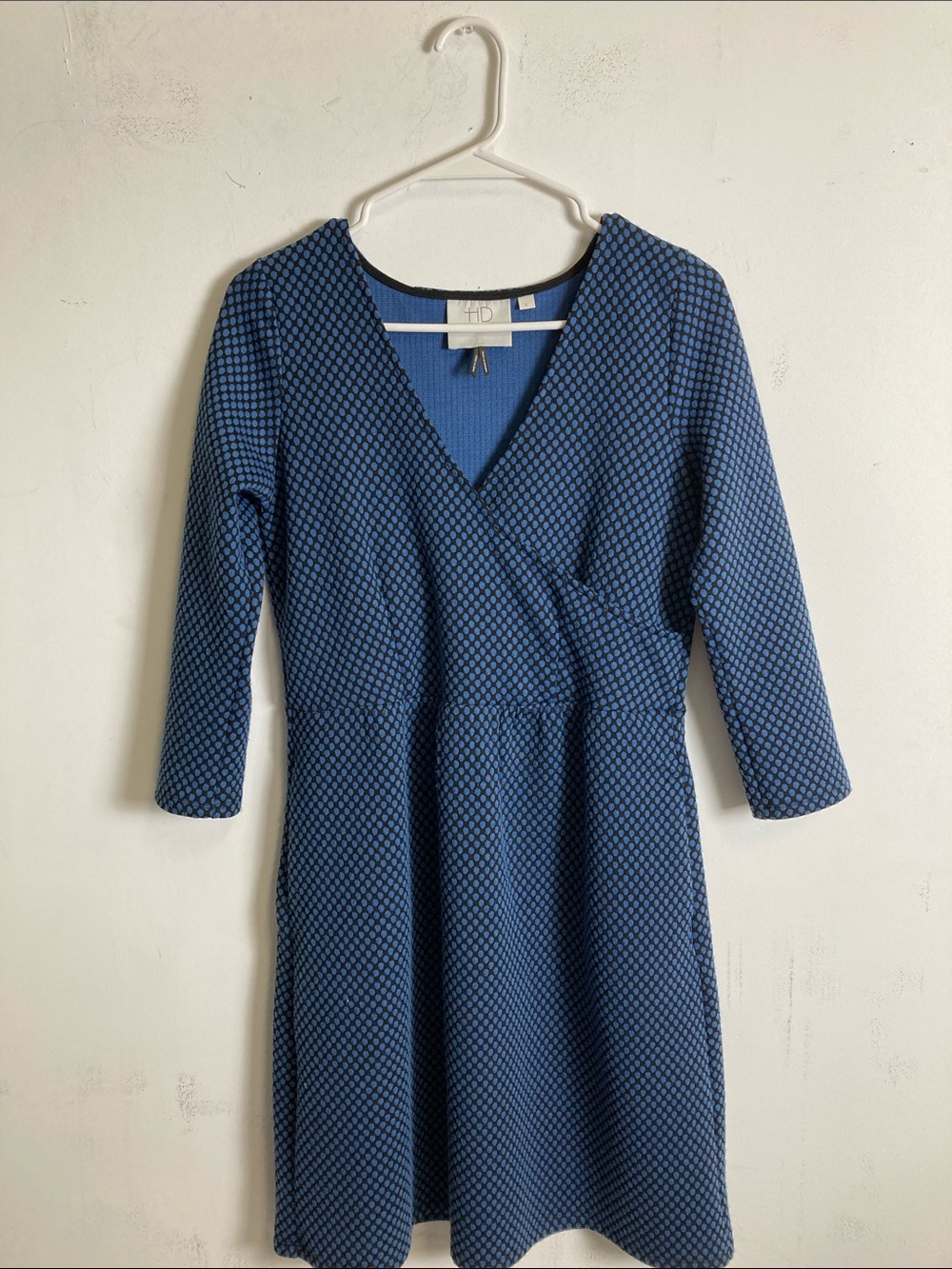 HD in Paris Blue Patterned Long Sleeve Wrap Dress